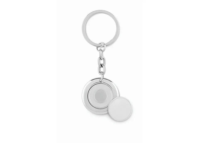 Schlüsselring FLAT RING mit Münzhalter - Glänzend Silber TK Gruppe® Grosshandel 