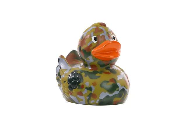 Schnabels Quietsche-Ente Camouflage in Bunt - Militärinspiriertes Badespielzeug TK Gruppe® Grosshandel 