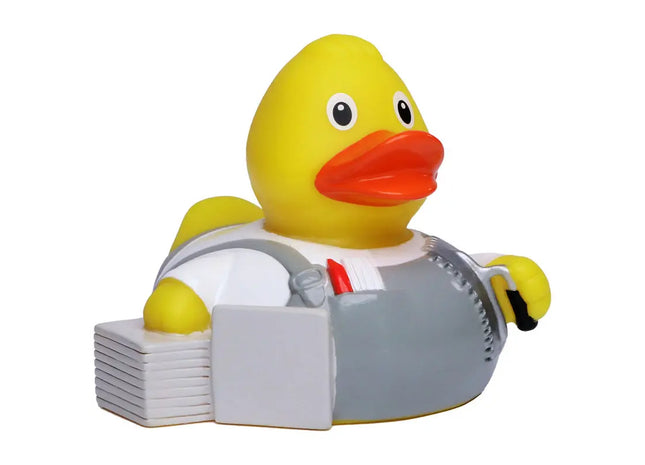 Schnabels Quietsche-Ente Fliesenleger in Bunt - Handwerks-Spielzeug fürs Bad TK Gruppe® Grosshandel 