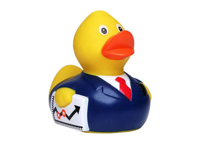 Schnabels Quietsche-Ente Geschäftsmann in Bunt - Stilvolles Büro-Spielzeug TK Gruppe® Grosshandel 