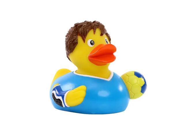 Schnabels Quietsche-Ente Handballspieler in Bunt - Sportliches Badespielzeug TK Gruppe® Grosshandel 