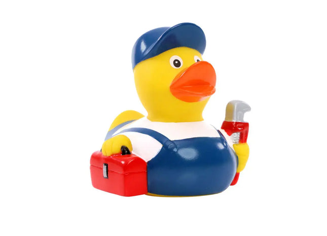 Schnabels Quietsche-Ente Klempner in Bunt - Handwerkliches Badespielzeug TK Gruppe® Grosshandel 