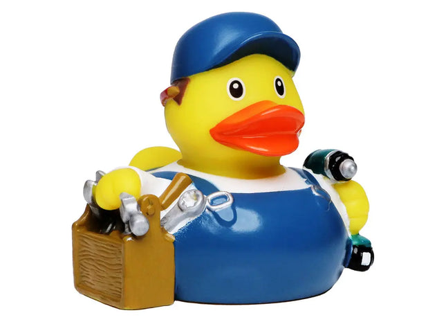 Schnabels Quietsche-Ente Monteur in Bunt - Handwerkliches Themen-Spielzeug TK Gruppe® Grosshandel 