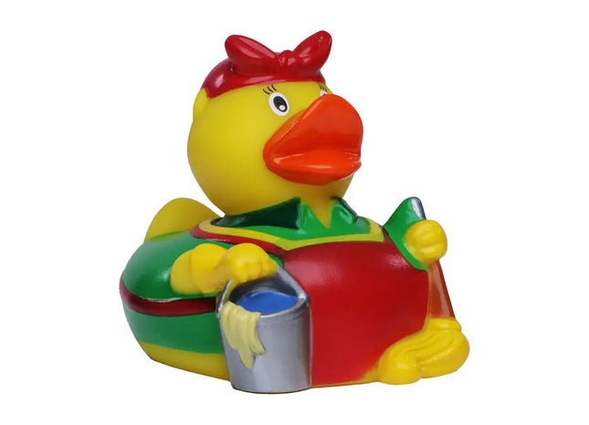 Schnabels Quietsche-Ente Putzfee in Bunt - Fröhliches Reinigungs-Spielzeug TK Gruppe® Grosshandel 
