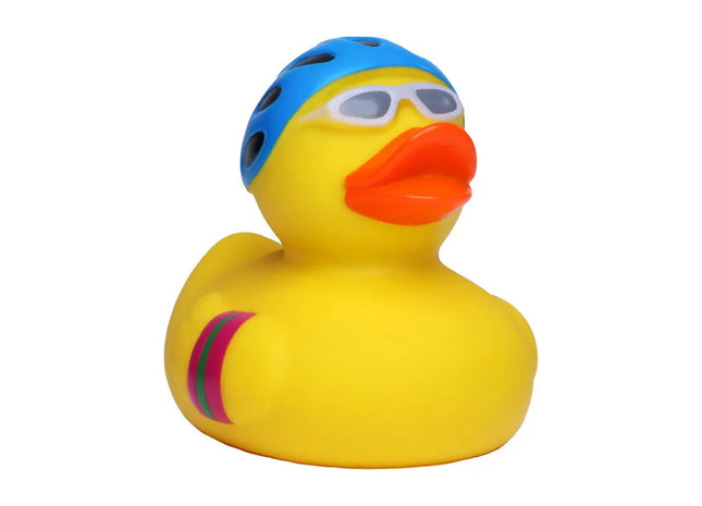 Schnabels Quietsche-Ente Radfahrer in Bunt - Dynamisches Badespielzeug TK Gruppe® Grosshandel 