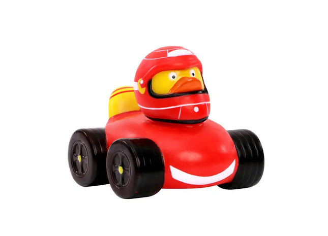 Schnabels Quietsche-Ente Rennfahrer in Bunt - Dynamisches Renn-Spielzeug TK Gruppe® Grosshandel 