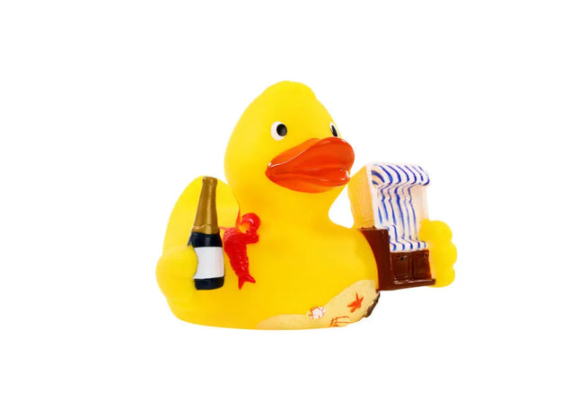 Schnabels Quietsche-Ente Sylt in Bunt - Küsteninspiriertes Badespielzeug TK Gruppe® Grosshandel 