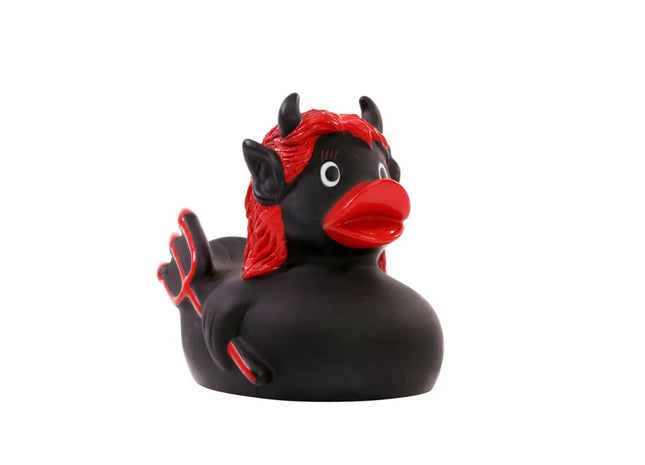 Schnabels Quietsche-Ente Teufelin in Schwarz - Verspieltes Grusel-Spielzeug TK Gruppe® Grosshandel 