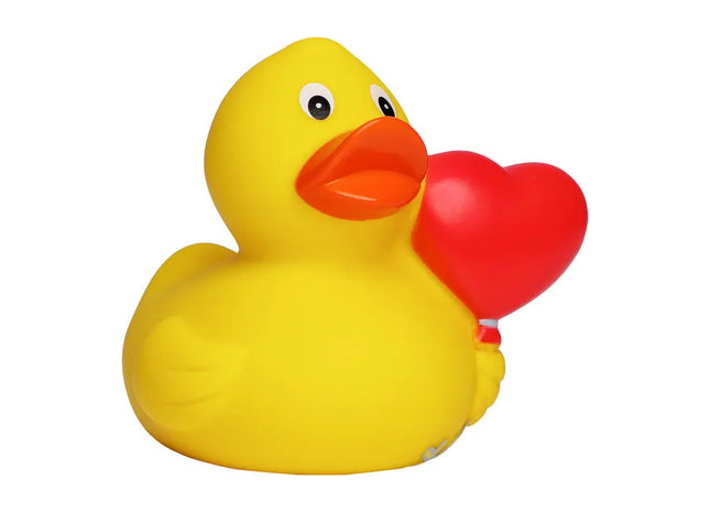 Schnabels Quietsche-Ente mit Herzballon in Bunt - Liebevolles Geschenk-Spielzeug TK Gruppe® Grosshandel 