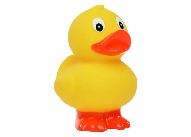 Schnabels Quietsche-Ente, Stehend in Gelb-Orange - Lebhaftes Badespielzeug TK Gruppe® Grosshandel 