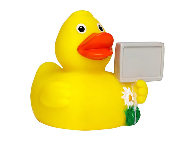 Schnabels StadtEnte Quietsche-Ente in Gelb-Orange - Urbanes Badespielzeug TK Gruppe® Grosshandel 