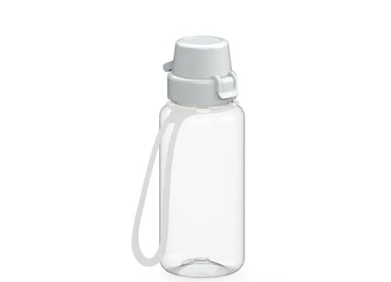 School Trinkflasche 400ml mit Riemen, Klar-Weiß TK Gruppe® Grosshandel 
