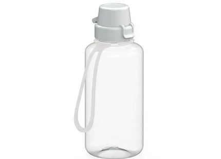 School Trinkflasche 700ml mit Trageriemen, Klar & Weiß TK Gruppe® Grosshandel 