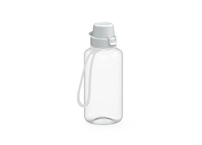School Trinkflasche 700ml mit Trageriemen, Klar & Weiß TK Gruppe® Grosshandel 