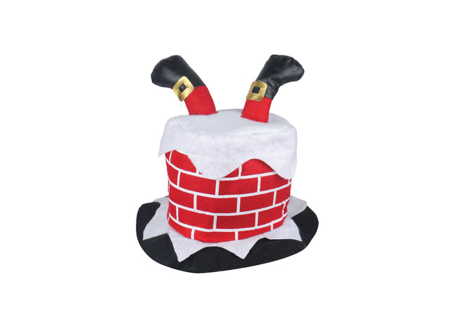 Schornstein-Hütte mit Weihnachtsmannbeinen für Erwachsene, 30x40 cm – Weihnachtsfeier Zubehör TK Gruppe® Grosshandel 