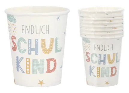 Schulstart Partyset: 8 Pappbecher, 250ml - Ideal für Schulfeste TK Gruppe® Grosshandel 