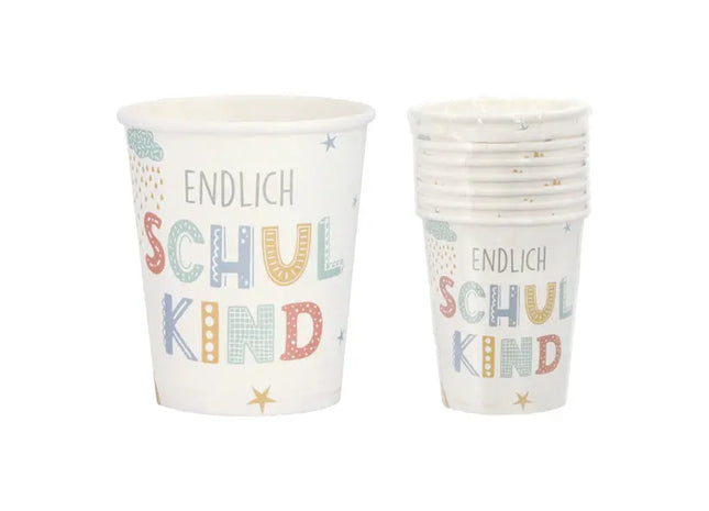 Schulstart Partyset: 8 Pappbecher, 250ml - Ideal für Schulfeste TK Gruppe® Grosshandel 
