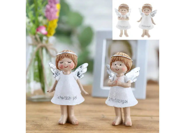 Schutzengel Mädchen Figuren mit Spruch, 2er-Set, 8,5cm Hoch TK Gruppe® Grosshandel 