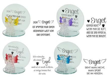Schutzengel auf Spiegel mit inspirierenden Sprüchen, 8cm, 4er-Set TK Gruppe® Grosshandel 