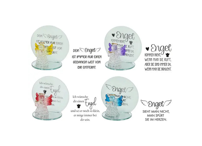 Schutzengel auf Spiegel mit inspirierenden Sprüchen, 8cm, 4er-Set TK Gruppe® Grosshandel 