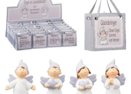 Schutzengel in Geschenktüte, 4 Stück, ca. 5cm Hoch - Schützend, Charmant, Handgefertigte Geschenke TK Gruppe® Grosshandel 