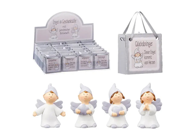 Schutzengel in Geschenktüte, 4 Stück, ca. 5cm Hoch - Schützend, Charmant, Handgefertigte Geschenke TK Gruppe® Grosshandel 