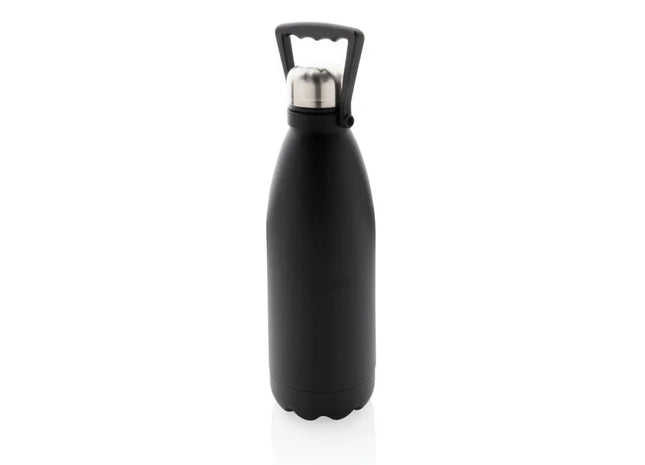Schwarz 1,5L Großvolumige RCS-Recycled Vakuum-Edelstahlflasche TK Gruppe® Grosshandel 