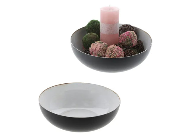 Vintage Schale: Große runde Dekoschale, antik Stil in Weiß/Schwarz - 30cmD TK Gruppe® Grosshandel 