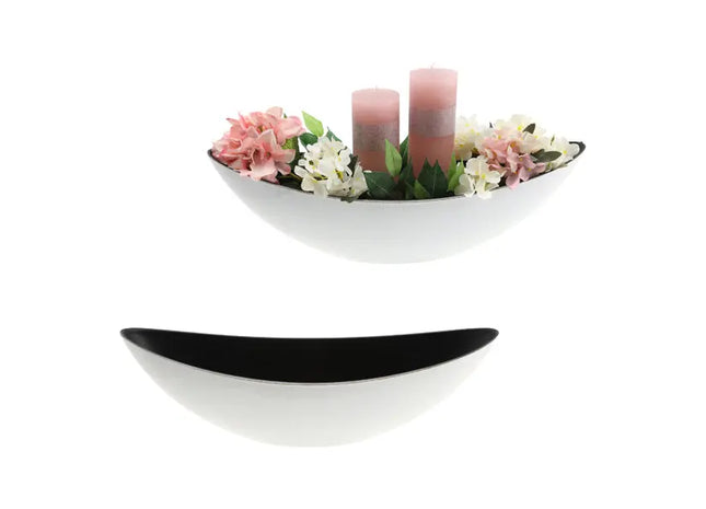 Vintage Schale: Große ovale Dekoschale, antik Stil in Weiß/Schwarz - 55x14x18cm TK Gruppe® Grosshandel 