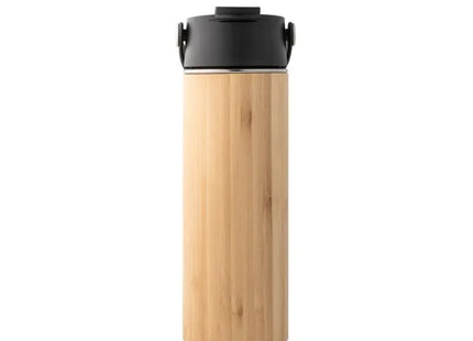 Schwarz LAVER 440ml Thermoflasche mit Bambus und Edelstahl TK Gruppe® Grosshandel 