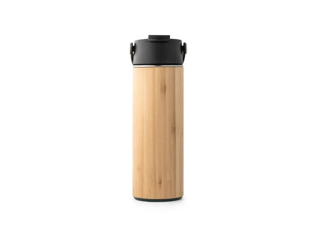 Schwarz LAVER 440ml Thermoflasche mit Bambus und Edelstahl TK Gruppe® Grosshandel 