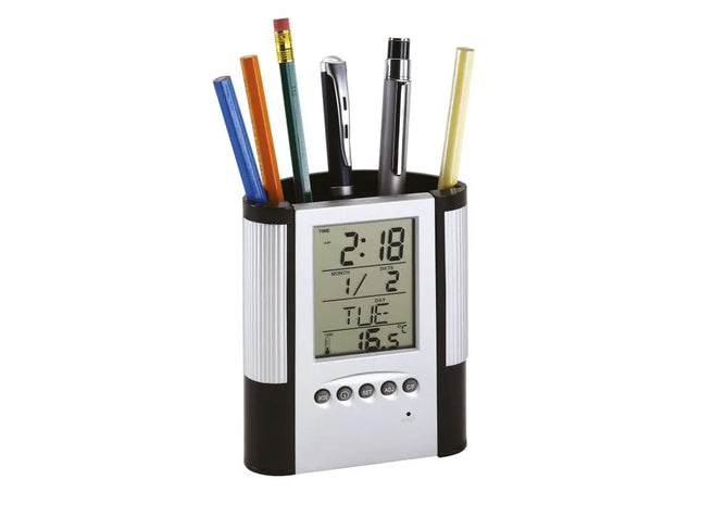 Schwarz-Silberner BUTLER LCD-Wecker – Moderner Digitalwecker für den Nachttisch TK Gruppe® Grosshandel 