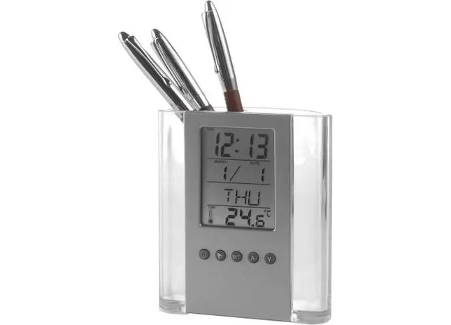 Schwarz-Silberner Carter Kunststoff-Stiftehalter – Eleganter Schreibtischorganizer TK Gruppe® Grosshandel 