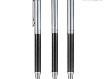 Carbon Line Drehkugelschreiber - Silber/Schwarz Stylischer Stift für präzises und komfortables Schreiben TK Gruppe® Grosshandel 