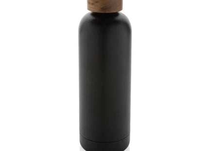 Schwarz Wood RCS-recycelte Vakuum-Edelstahlflasche, umweltbewusst TK Gruppe® Grosshandel 