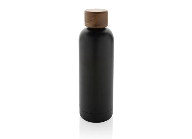 Schwarz Wood RCS-recycelte Vakuum-Edelstahlflasche, umweltbewusst TK Gruppe® Grosshandel 