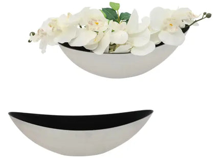Elegante Ovalschale, Silber/Schwarz, Klein, ca. 34x11x11cm - Stilvolles Wohnaccessoire TK Gruppe® Grosshandel 