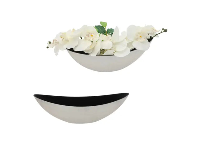 Elegante Ovalschale, Silber/Schwarz, Klein, ca. 34x11x11cm - Stilvolles Wohnaccessoire TK Gruppe® Grosshandel 