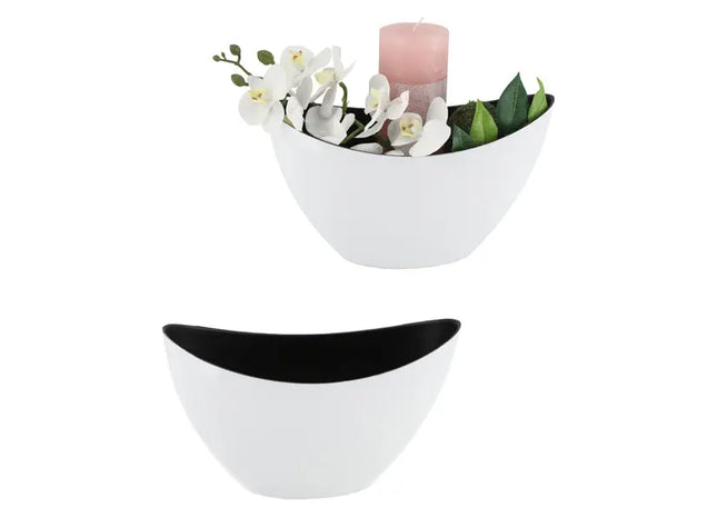 ProduktGroße Ovale Dekoschale in Weiß/Schwarz, ca. 29x12x18 cm TK Gruppe® Grosshandel 