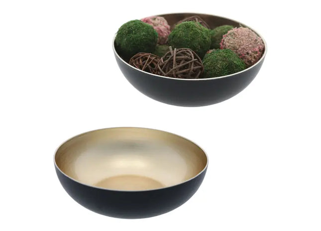 ProduktGroße Runde Dekoschale in Gold/Schwarz, ca. 30 cm Durchmesser TK Gruppe® Grosshandel 