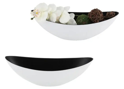 ProduktGroße Ovale Dekoschale in Weiß/Schwarz, ca. 55x14x18 cm TK Gruppe® Grosshandel 