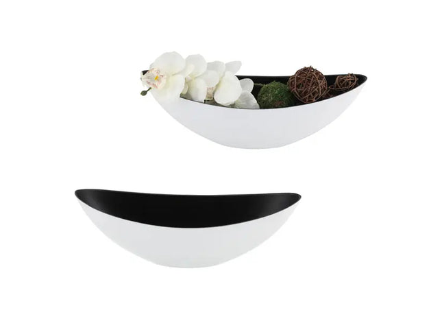 ProduktGroße Ovale Dekoschale in Weiß/Schwarz, ca. 55x14x18 cm TK Gruppe® Grosshandel 