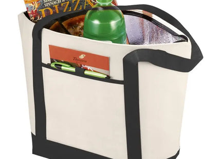 Lighthouse Non Woven Kühltasche, 21L, Natur/Schwarz, nachhaltig TK Gruppe® Grosshandel 