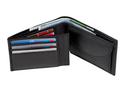 Schwarze Echtleder-Geldbörse DAX TK Gruppe® Grosshandel 