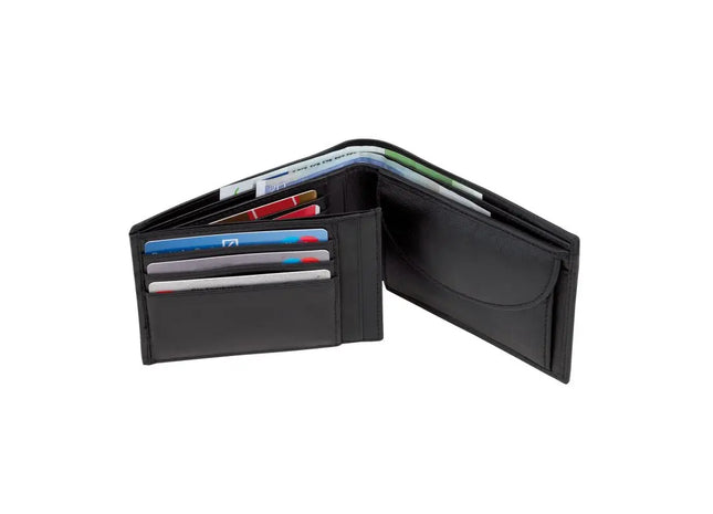 Schwarze Echtleder-Geldbörse DAX TK Gruppe® Grosshandel 