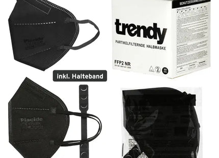 Schwarze FFP2 NR Schutzmaske von Trendy – Hohe Sicherheit, 10er Pack TK Gruppe® Grosshandel 
