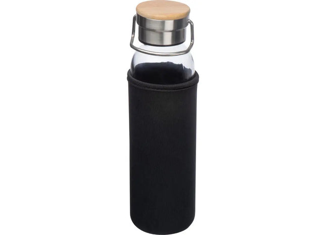 Schwarze Glasflasche mit Neoprenschutz, 600ml - Elegant & Sicher TK Gruppe® Grosshandel 