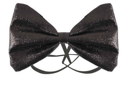 Schwarze Glitzer-Fliege, 12 x 7 cm, elegantes Partyzubehör, festliche Herrenmode TK Gruppe® Grosshandel 