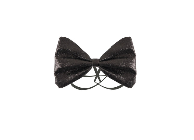 Schwarze Glitzer-Fliege, 12 x 7 cm, elegantes Partyzubehör, festliche Herrenmode TK Gruppe® Grosshandel 
