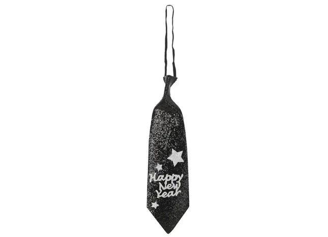 Schwarze Glitzerkrawatte für Silvester, Funkelndes Party-Accessoire - 100 Zeichen TK Gruppe® Grosshandel 